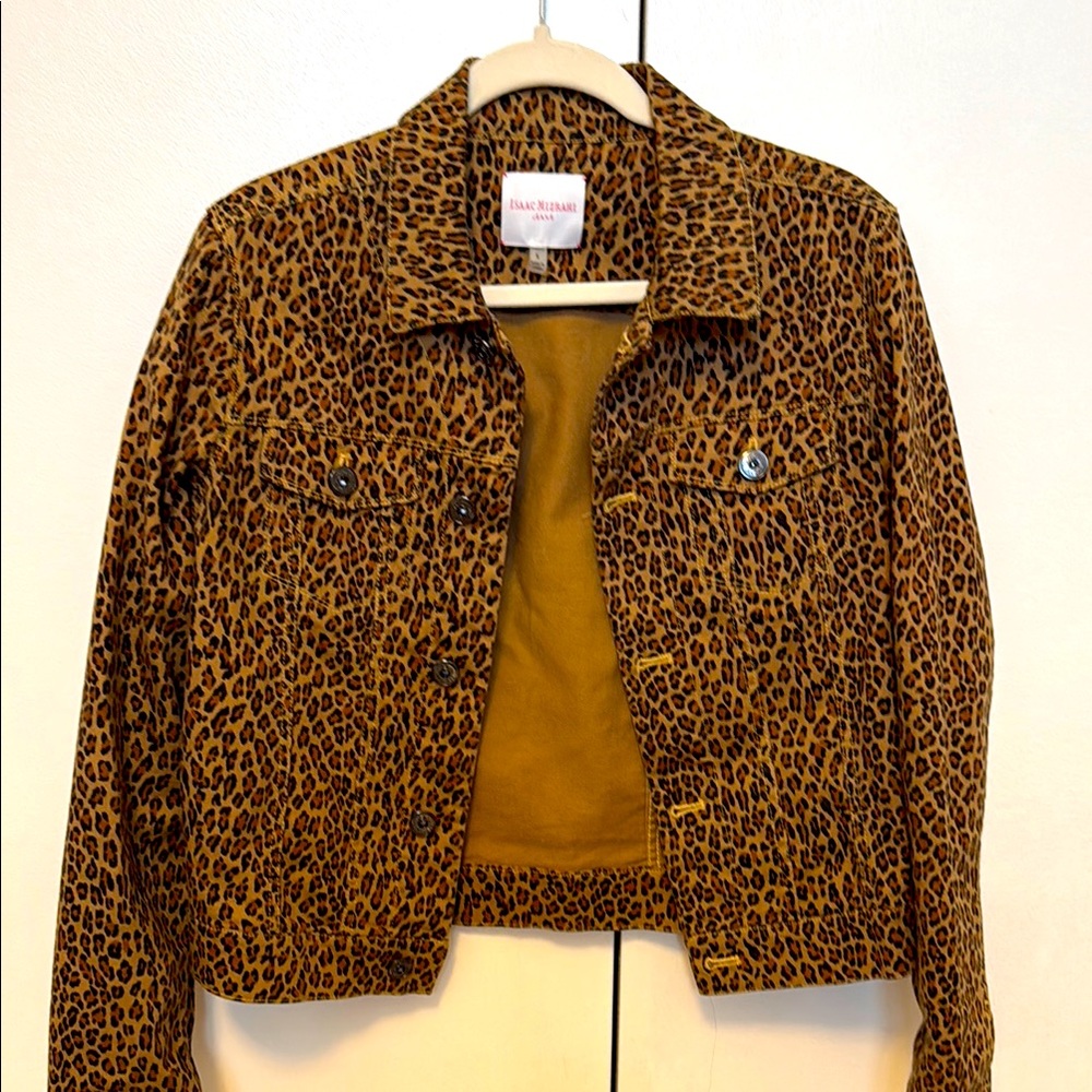 Isaac Mizrahi Leopard Print Denim Jacket